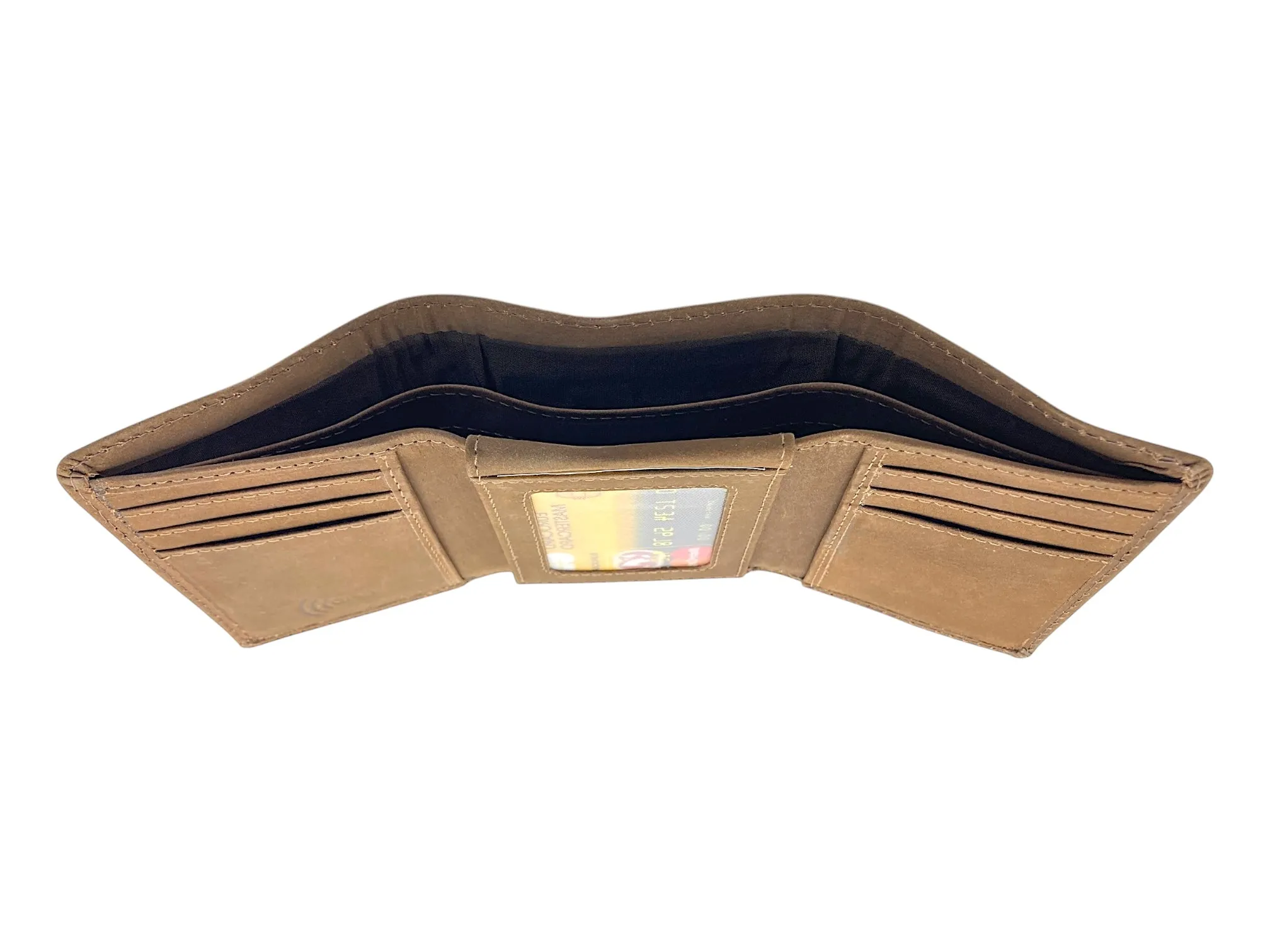 Trifold Wallet RFID Slim Wallets 10 Card Double Stitch # 1159 [Elastic]