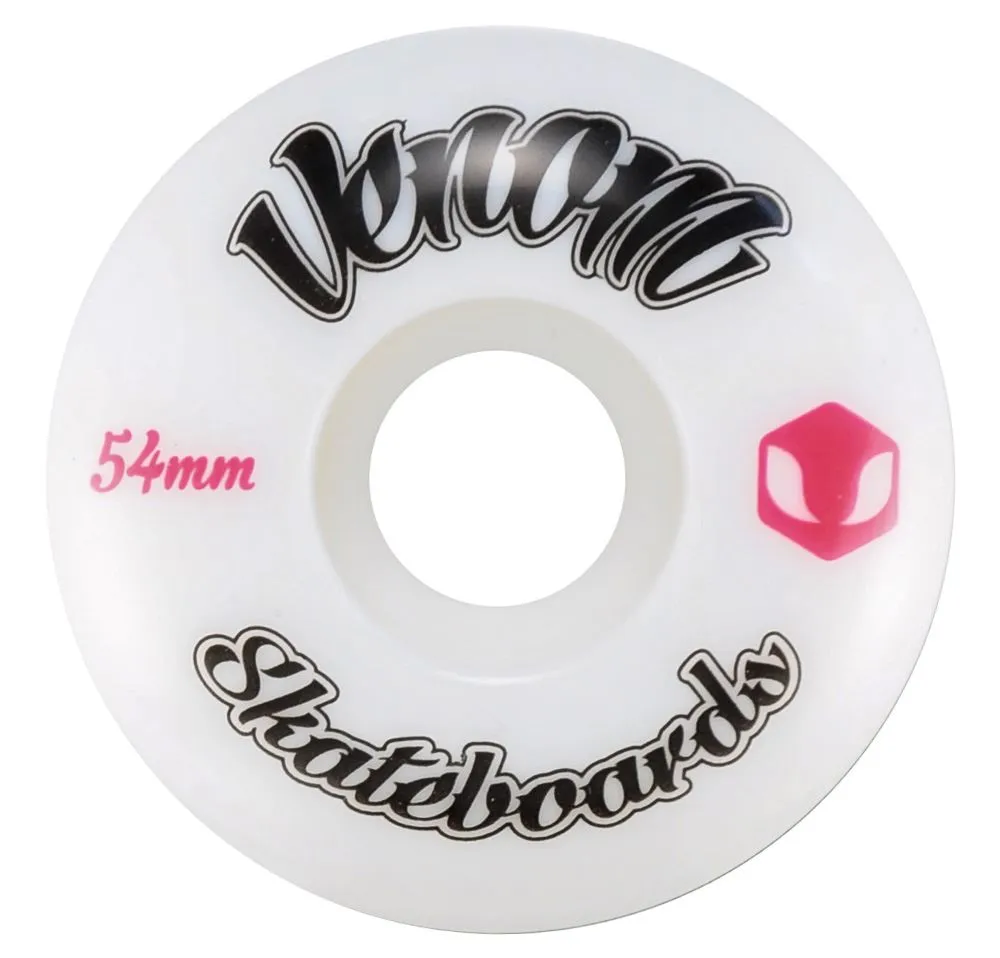 Venom Skateboards Logo White Skateboard Wheels & Skatewarehouse ABEC 9 Bearings Pack   Bolts!