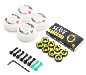 Venom Skateboards Logo White Skateboard Wheels & Skatewarehouse ABEC 9 Bearings Pack   Bolts!