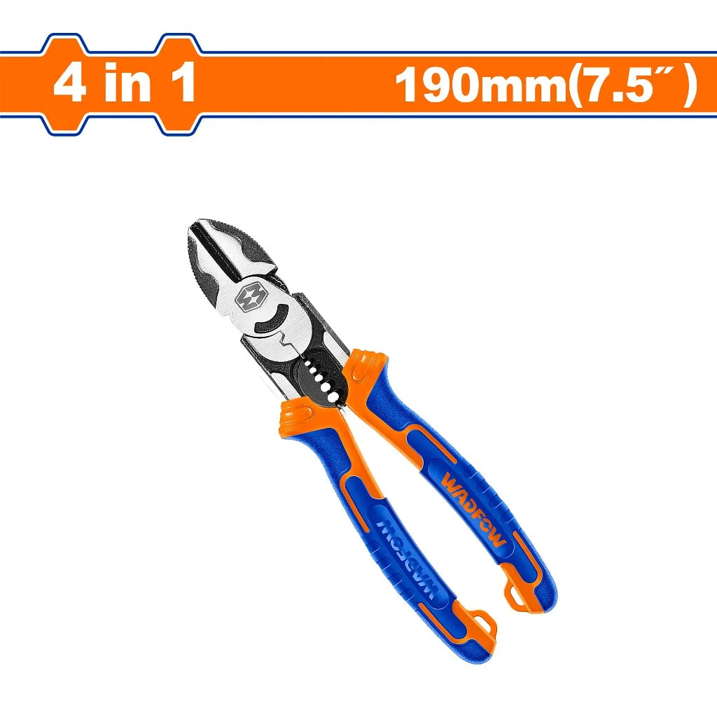 Wadfow WPL3778 4-in-1 Multi-Function Diagonal Cutting Pliers 7.5in/190mm