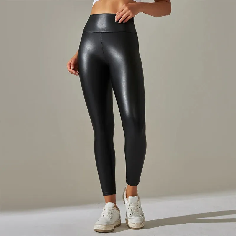 Women's Leggings High Waisted PU Leather Tight Pants Sexy Colorful Yoga Pants
