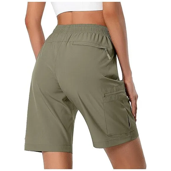 Women's Lightweight Hiking Cargo Shorts Quick Dry Athletic Shorts , Slate Green