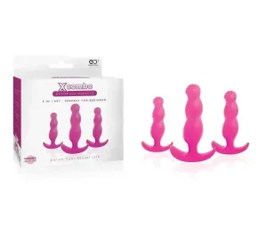 X COMBO SILICONE BUTT PLUG 3PC SET PINK