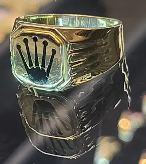 Yellow Gold Reflective Ring With Crown