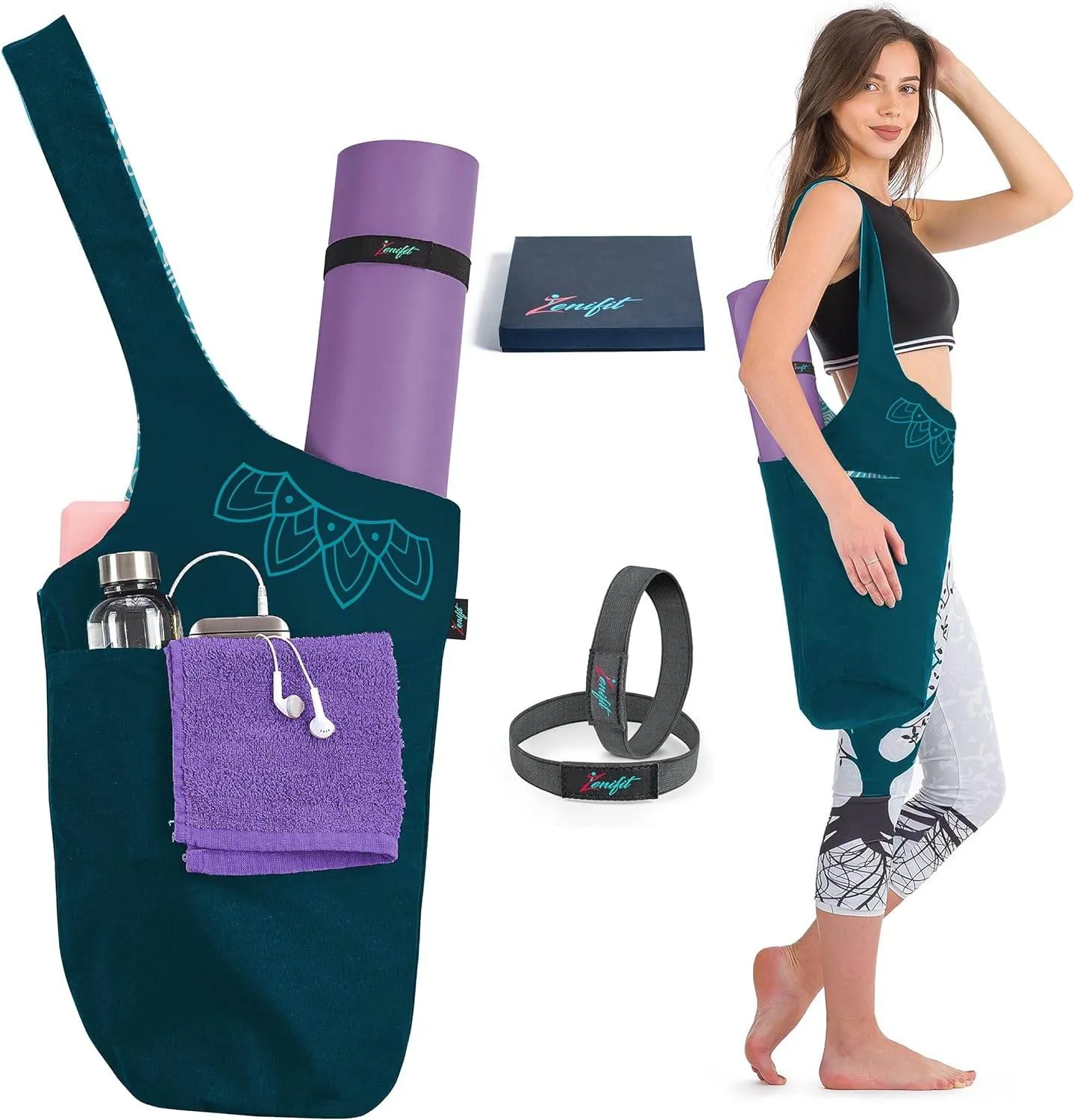 Yoga Mat Bag – Versatile Yoga Bag with Mat Straps & Storage Pockets, Holds Yoga & Pilates Mats, Lightweight & Durable