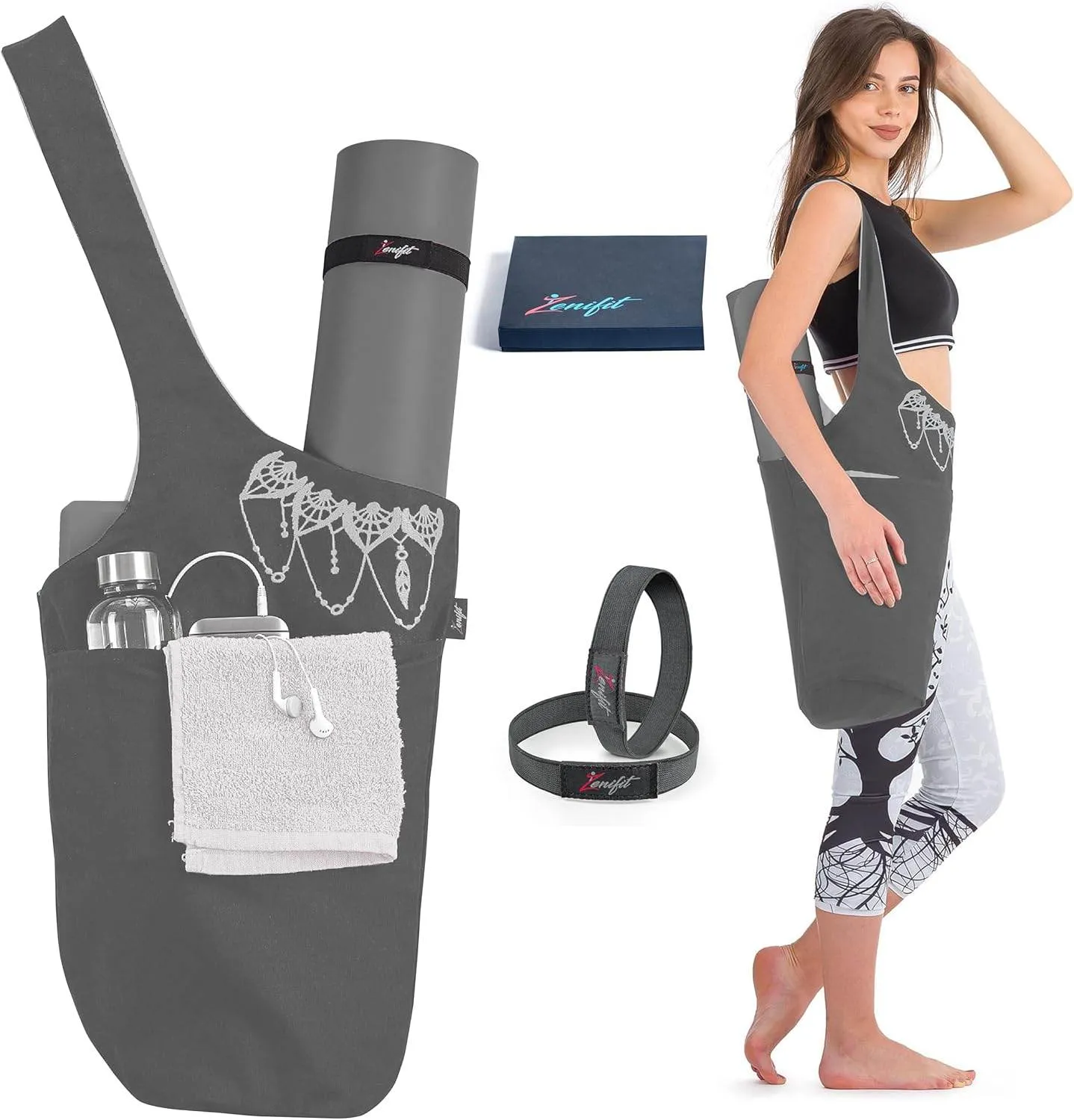 Yoga Mat Bag – Versatile Yoga Bag with Mat Straps & Storage Pockets, Holds Yoga & Pilates Mats, Lightweight & Durable