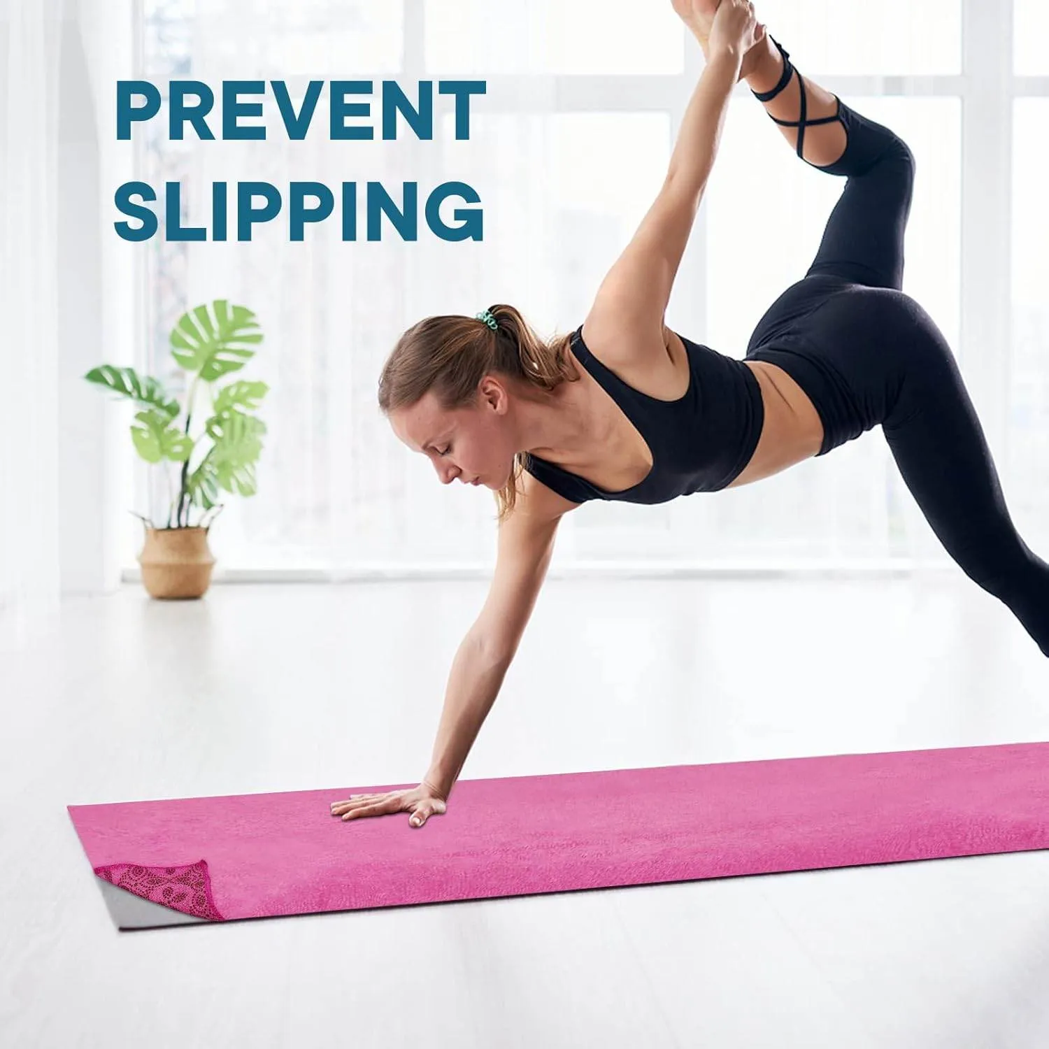 Yoga Towels, Non Slip Hot Yoga Mat Towel with Grip Dots,Super-Absorbent Soft Microfiber Yoga Blanket for Pilates, Fitness and Workout 72inch x 24inch