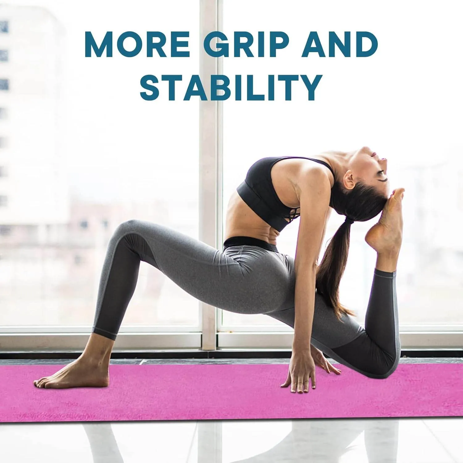Yoga Towels, Non Slip Hot Yoga Mat Towel with Grip Dots,Super-Absorbent Soft Microfiber Yoga Blanket for Pilates, Fitness and Workout 72inch x 24inch