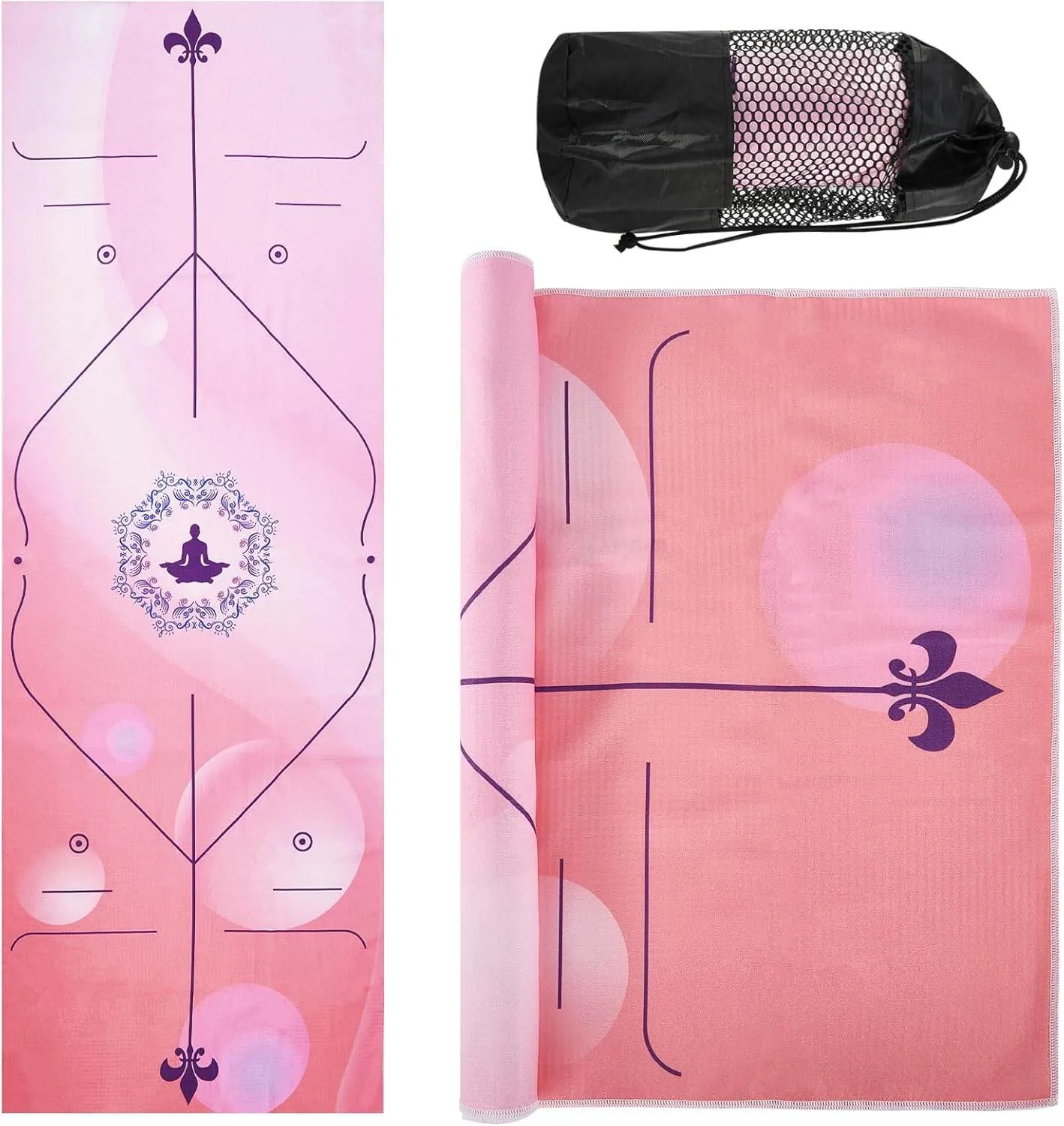 Yoga Towels, Non Slip Hot Yoga Mat Towel with Grip Dots,Super-Absorbent Soft Microfiber Yoga Blanket for Pilates, Fitness and Workout 72inch x 24inch