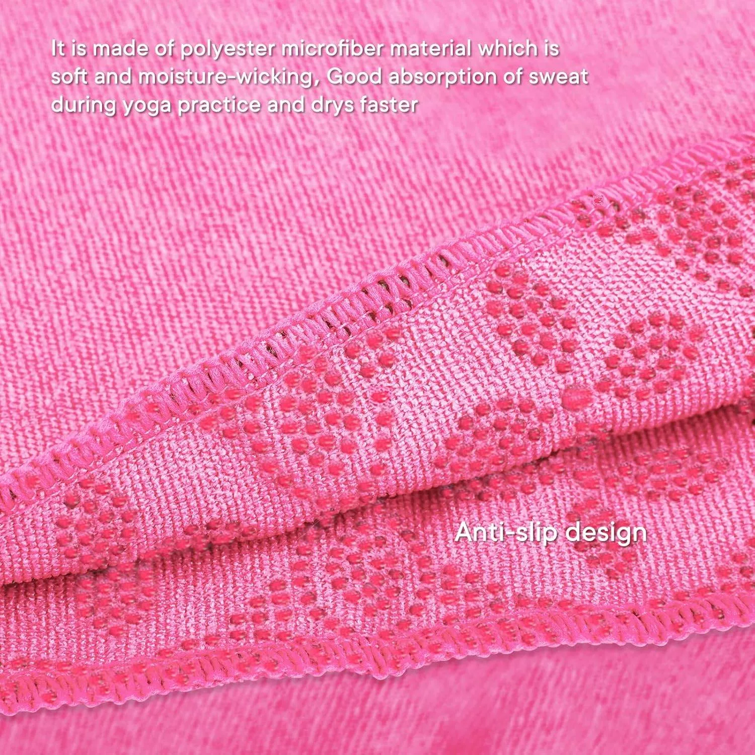 Yoga Towels, Non Slip Hot Yoga Mat Towel with Grip Dots,Super-Absorbent Soft Microfiber Yoga Blanket for Pilates, Fitness and Workout 72inch x 24inch