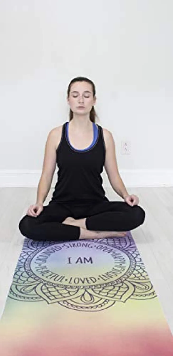 YogAffirmations - Toalla para Tapete de yoga de alta calidad, antideslizante, con puntos de silicona, microfibra ultrasuave, absorbe el sudor, ideal para yoga, pilates, meditación, tamaño perfecto de 24.0 x 72.0 in