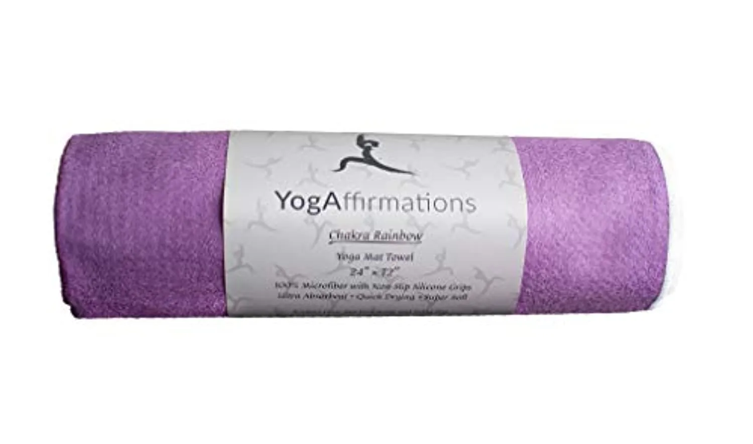 YogAffirmations - Toalla para Tapete de yoga de alta calidad, antideslizante, con puntos de silicona, microfibra ultrasuave, absorbe el sudor, ideal para yoga, pilates, meditación, tamaño perfecto de 24.0 x 72.0 in